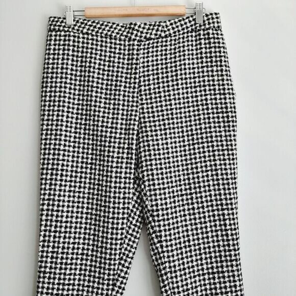 AUTRES FILLES / Houndstooth Slim Leg Ankle Crop Trousers B&W Houndstooth Sz M - Picture 3 of 15